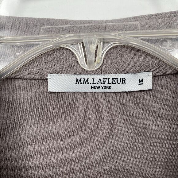 MM Lafleur Deneuve Surplice Faux Wrap Top MEDIUM Taupe Crepe Capsule Wardrobe - Picture 3 of 11